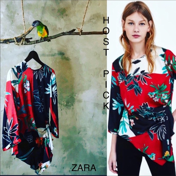 Zara Tops - ZARA PRINT BLOUSE WITH PLEATS